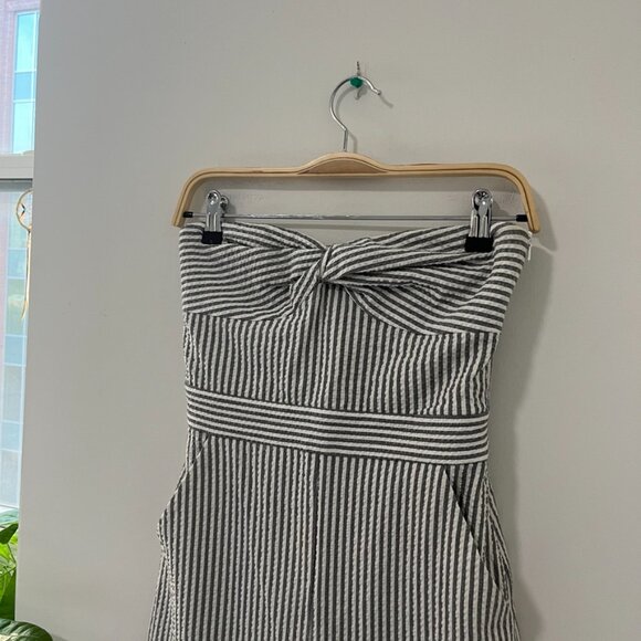 Veronica Beard Seersucker Print Strapless Jumpsuit Size 0 - Picture 3 of 6
